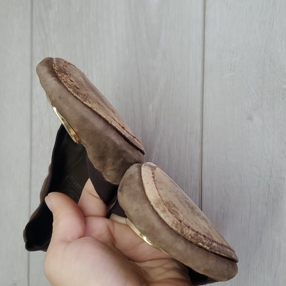 Tory Burch Womens CarolineElastic Logo Suede Slip On Ballet Flats sz 7.5 - Picture 5 of 13